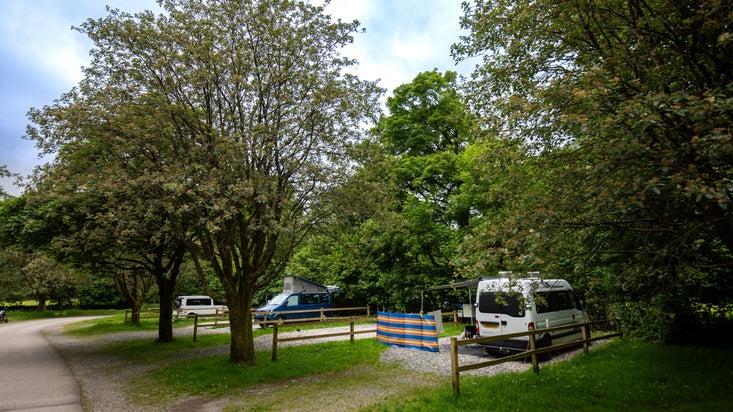 Campervan pitches at Great Langdale Campsite, Cumbria